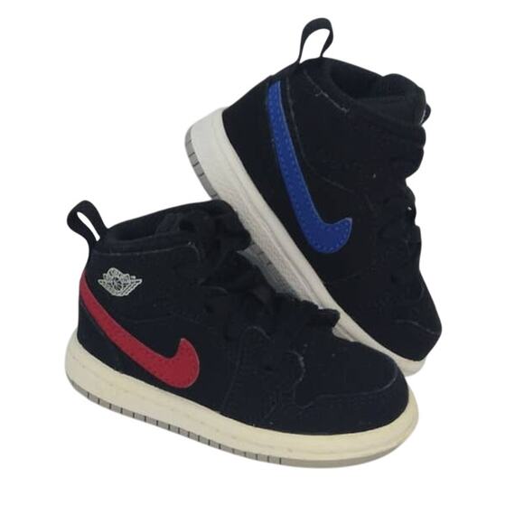 Nike Other - Nike Air Jordan 1 Mid Retro Swoosh Toddler's Pre-owned Sneakers - sz. 4C